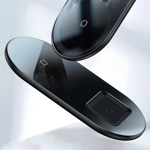 Chargeur sans fil 15 W Dual Qi pour iPhone, Samsung et AirPods (noir) de Baseus