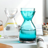 Pichet à eau contemporain en verre vert large avec tasse (800 ml)