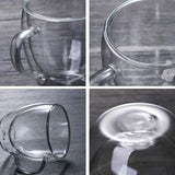 Tasse en verre borosilicaté à double paroi, résistante à la chaleur, avec poignée (350 ml)