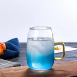 Théière en verre bleu nordique avec 2 tasses