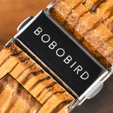 Montre en bois zébré pour homme avec bracelet en bambou noir Bobo Bird