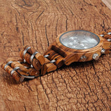 Montre de luxe à quartz en bois pour homme avec chronographe argent Bobo Bird