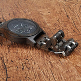 Montre de luxe à quartz en bois pour homme avec chronographe noir Bobo Bird