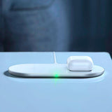 Chargeur sans fil 15 W Dual Qi pour iPhone, Samsung et AirPods (blanc) de Baseus