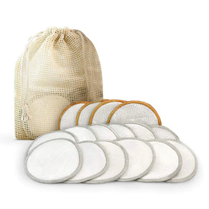 Tampons démaquillants réutilisables en coton de bambou avec sac de lavage